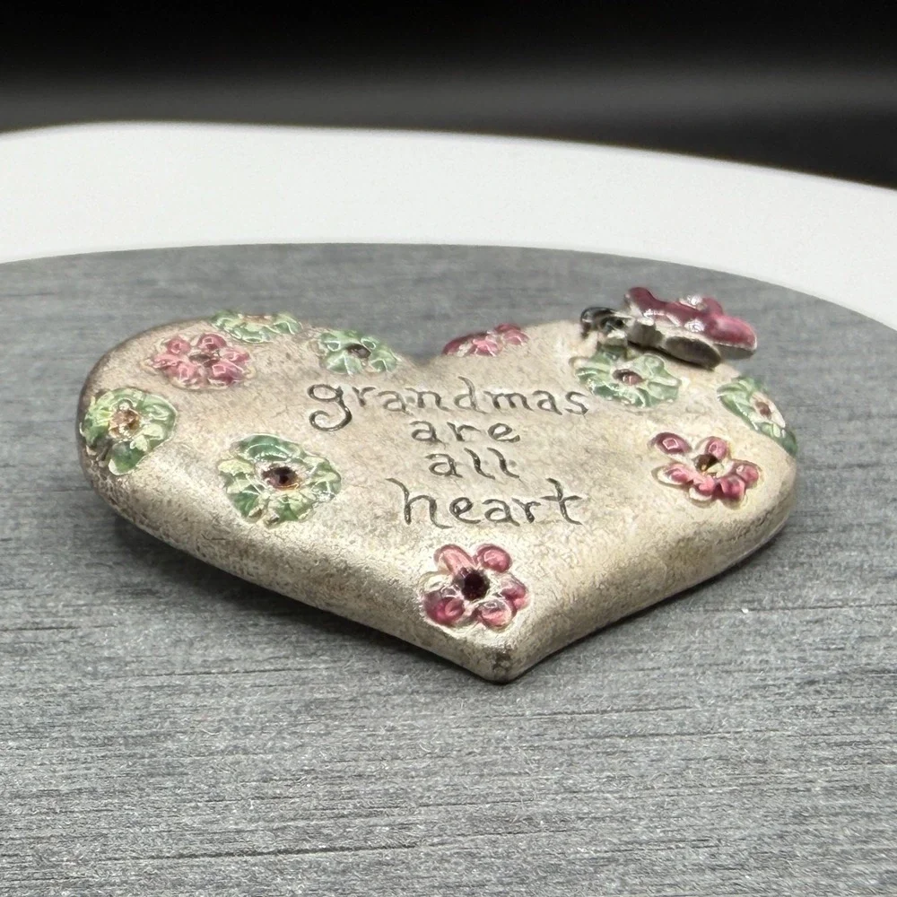 GAIMO Grandmas Are All Heart Floral Rhinestone Butterfly Heart Brooch Pin Gift